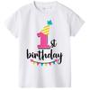 New Trendy and Cool Children's T-shirt with Birthday Numbers 1-8 Printed Pure Cotton Outfit Round Neck Unisex Top