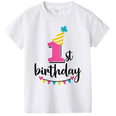 New Trendy and Cool Children's T-shirt with Birthday Numbers 1-8 Printed Pure Cotton Outfit Round Neck Unisex Top