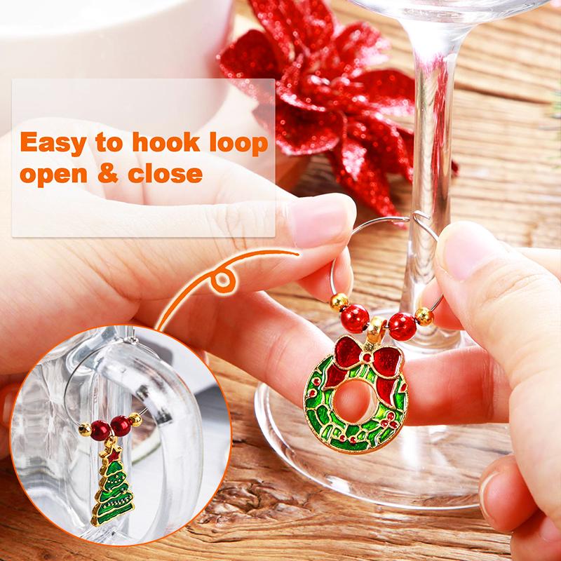 1/10 ks Prsten Svátky Kreslený Tvar Kreativní Víceprvkový Jemný Cyklus Vánoce Slitina Zinku Značka na Sklenici Identifikátor Nápoje Dekorace na Sklenici na Víno