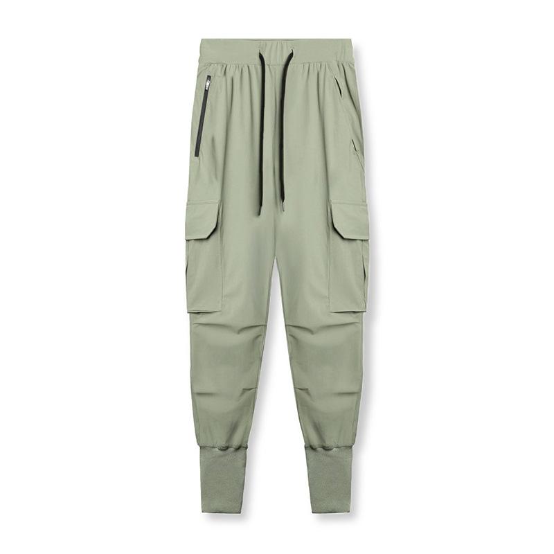 Men's Spring Sports Quick-drying Pants Youth Solid Color Mid-waist Multi-pocket Casual Pants