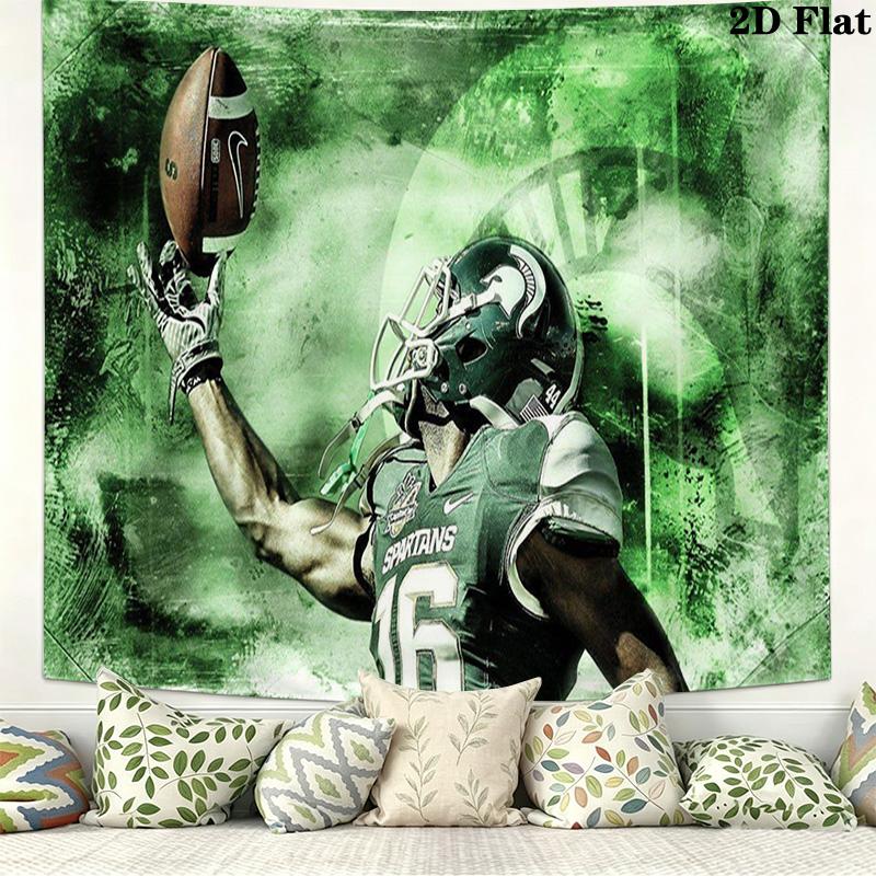 Michigan State Spartans football Wall Tapestry Aesthetic Wall Hanging Printed Fabric Blanket Decorative Tapestries for Bedroom Living Room Home Decor