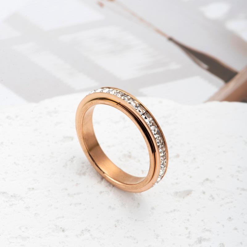Stainless Steel Rotatable Anxiety Ring with CZ Gemstone Ring for Women Men Unisex Stress Relief Statement Rings Jewelry Gifts