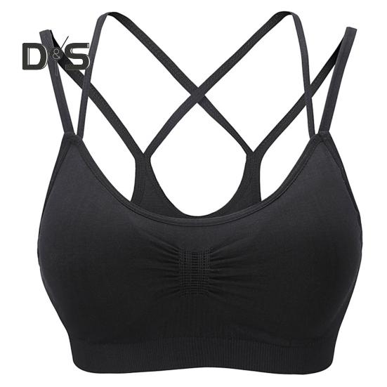 Women Sport Bra Multi Strap Hollow Out Back Push-up Vest Bra Quick-drying No Wire Seamless Gym Jogging Bra with Removable Padding