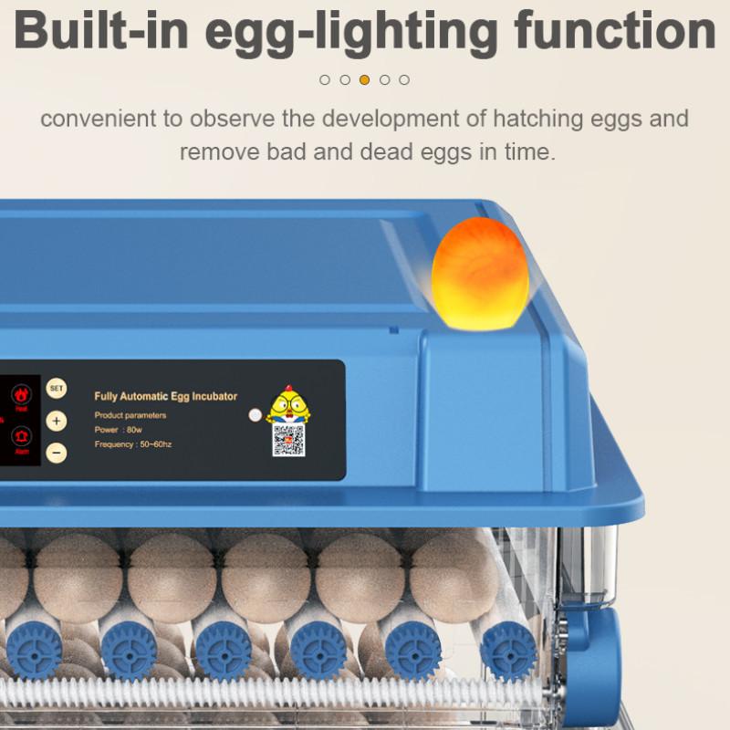 192/128/100/64 Eggs 3-in-1 Incubator Water Replenishment Adjustable Egg Tray Hatcher Machine Plastic Fully Automatic Temperature Control Incubator