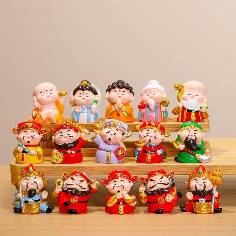Resin Chinese Wealth God Ornament Guanyin Chinese God Chinese New Year Figurines Tathagata Maitreya New Year Mascot Doll