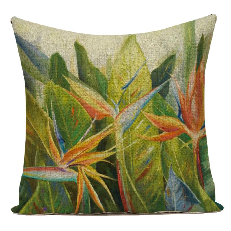 Polyester Decorative Pillows Tropical Cactus Palm Leaf Sofa Home Decor Cushion Cover Pillowcase for Living Room