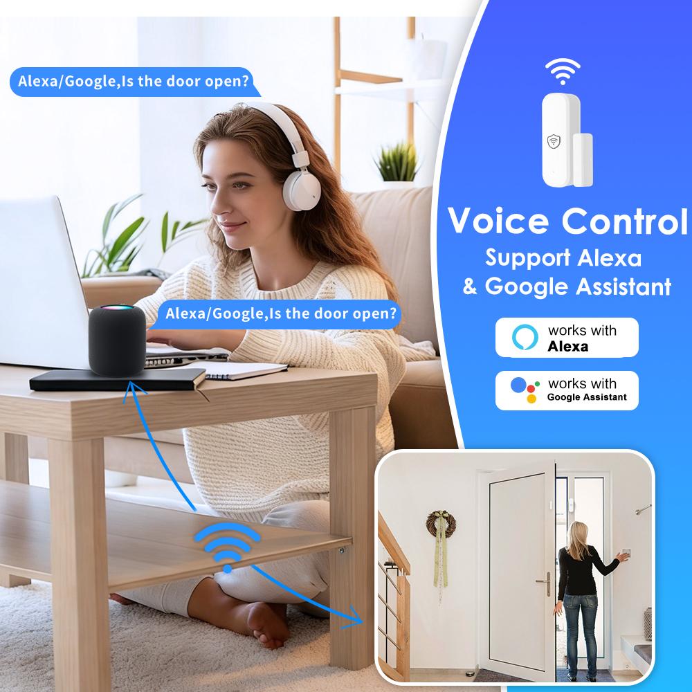 Tuya WiFi or Zigbee Door/Window Sensor Smart Home Open/Closed Alarm Security System Smart Life Remote Monitoring
