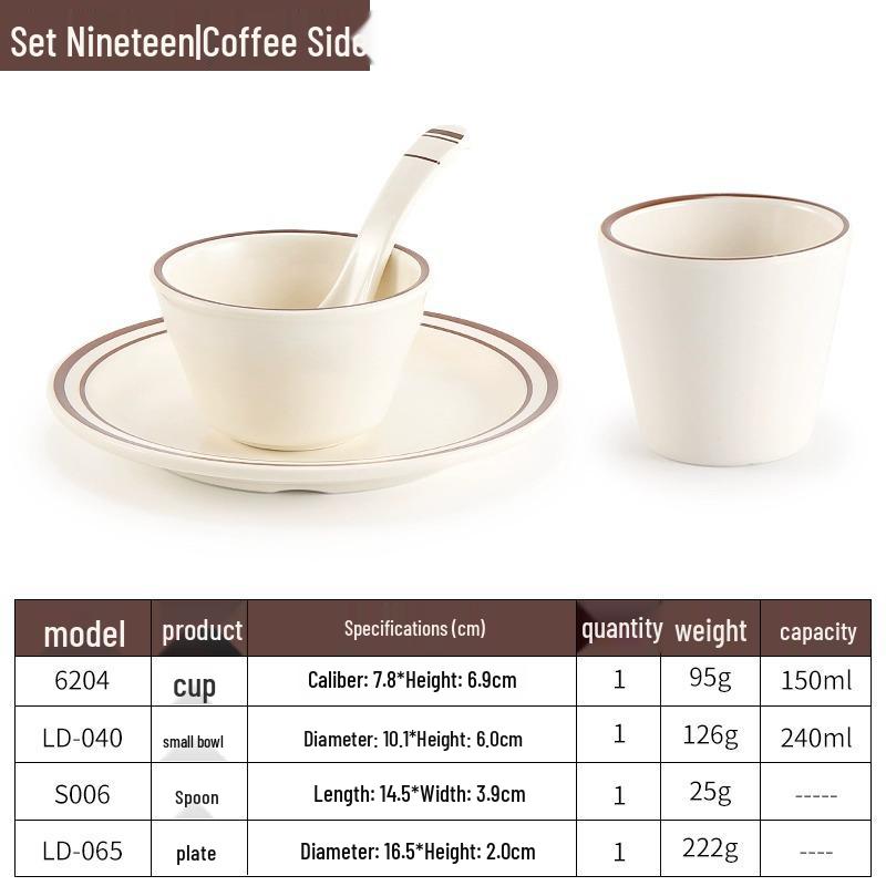 Melamine Four-Piece Table Set: Imitation Porcelain Plastic Bowls & Plates for Restaurants and Hotels