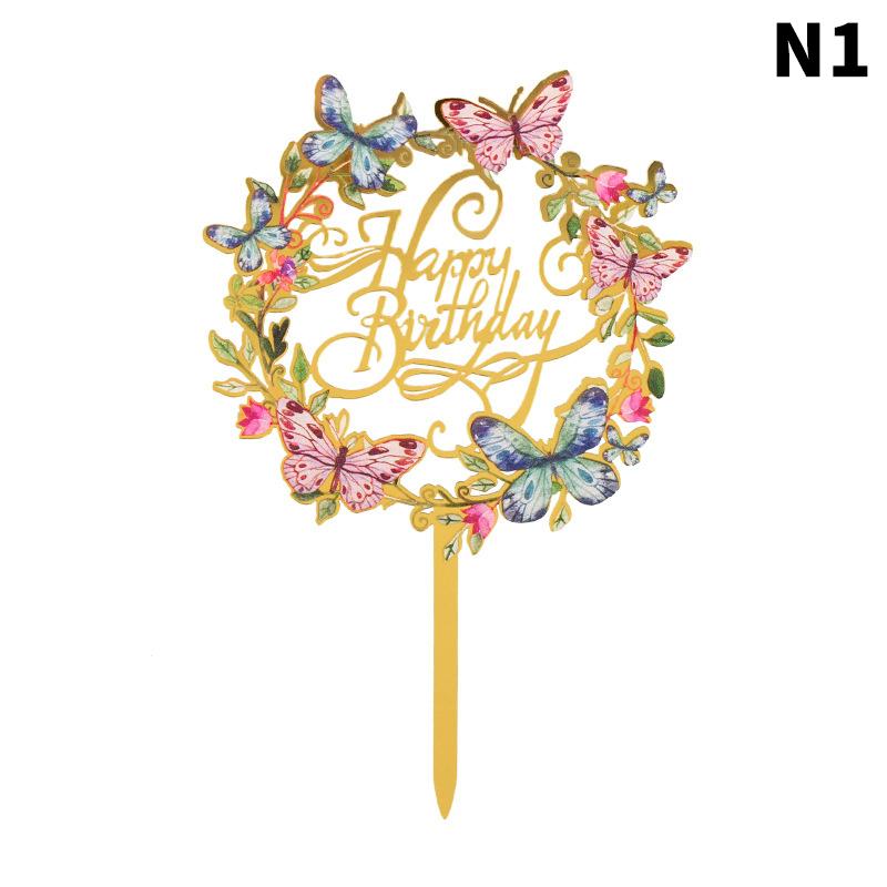 Rose Gold Birthday Party Cake Decorating Tools Happy Birthday Girl Boy Acrylic Cake Topper Baby Shower Dessert Accessories Tools