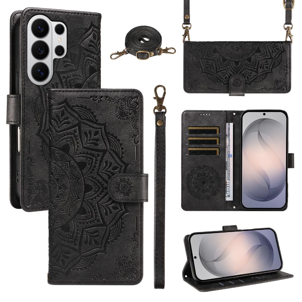 Mandala Embossed PU Leather Wallet Phone Case For Samsung Galaxy S26 Ultra S25 Edge S24 S23 S22 Plus S21 S20 FE A57 A37 A17 A07