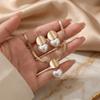Elegant Heart Shaped Jewelry Set Gold Color Earrings Necklace Set Imitation Pearl Earrings  Party