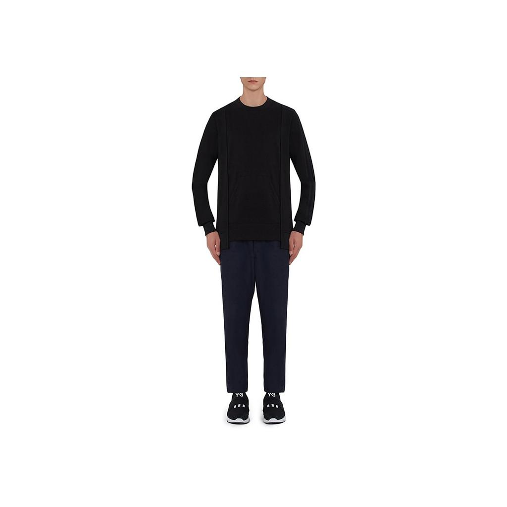 Y-3 Logo Crew Neck Pullover Solid Color Casual Fitted Knit Sweater Men Sweater Black DP0533
