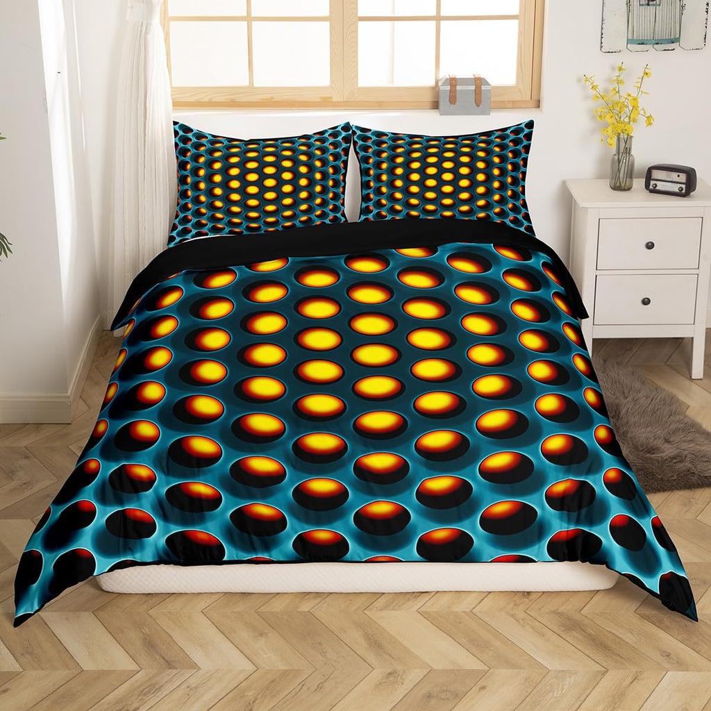 Abstract Honeycomb Coal 3D Digital Printing Three-Piece Set, Duvet Cover, Bedding Set With Pillowcase