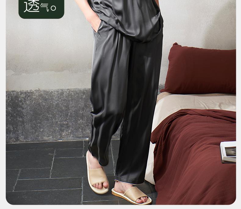 Xuan Liang's New Summer Sleepwear Men's Ice Silk Thin Short Sleeved Pants Simulation Silk Plus Size Home Suit Set