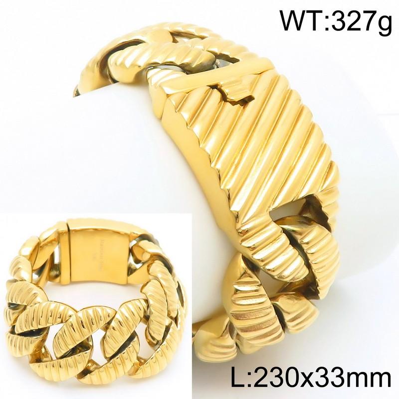 Kalen 20/33mm Stainless Steel Chunky Bracelet for Men Vintage Striped Cuban Chain Cuff Bracelets Personalized Cool Party Jewelry