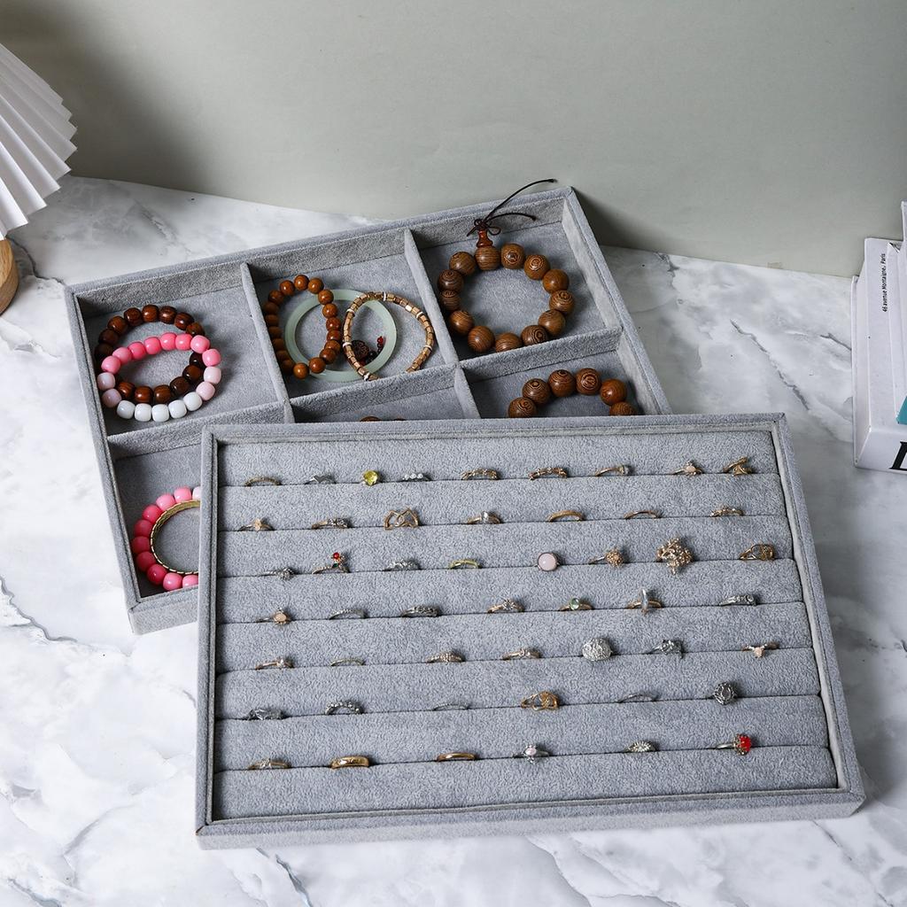 Velvet Jewelry Display Tray Jewellery Holder Bracelet Ring Earrings Necklace Pendant Organizer Storage Box Organizator Trays