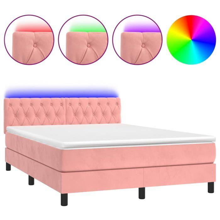 VidaXL Sommier à Lattes de Lit avec Matelas et LED, Lit Rembourré, Lit Double, Lit Adulte de Chambre à Coucher Intérieur, 3134584