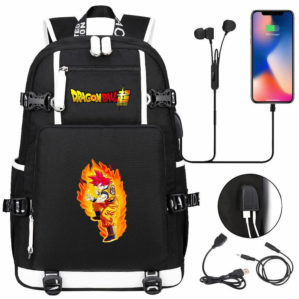 Vegeta Sun Wukong Dragon Ball Ultra USB Headphones Teen Student School Bag Men's and Women's Leisure Travel Backpack