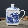 Jingdezhen Bone China keramiske store kopper med lokk drikkekar Porselenskrus møtegave Kontorkrus ca 500ml