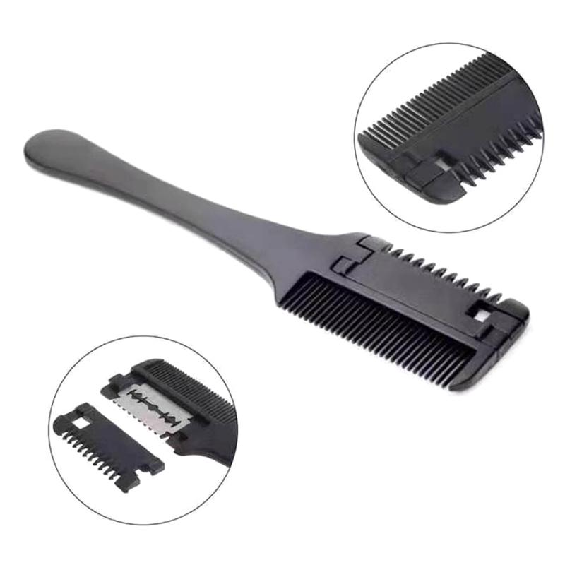 1Pcs Hair Cutting Comb Black Handle Hair Brushes With Razor Blades Trimmin Hair Salon Styling Tools