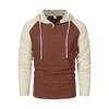 Men's Raglan Sleeve Colorblock Button Collar Hooded Sweatshirt Men's Sports Large Size Casual Pullover Sweatshirt