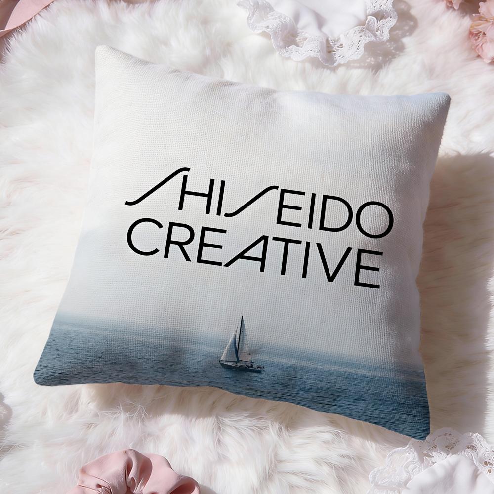 brand logo s-Shiseido Cushion Cover Premium Comfort Reversible Pillow Cove -Two in One Design for Any Room & Car Interior