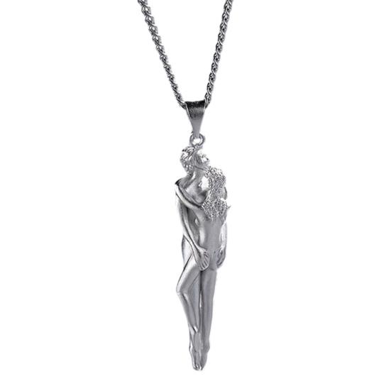 Kram Soulmate Halsband Omfamnande Par Hänge Halsband Kvinnor Män Kärlek Minnessak Smycken Gåva till Årsdag Alla hjärtans dag Honom Henne