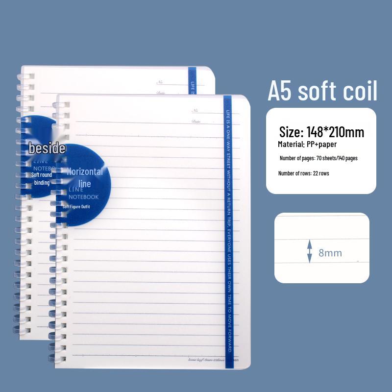 Extra Thick B5 Horizontal Grid Soft Coil Notebook – A5 Size, Hand-Friendly Design