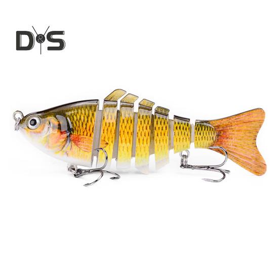 10CM/15.3G Multi-Jointed Fishing Lure with Hooks Realistic 7-Section Swimbait Plastic Artificial Bait Freshwater Saltwater Fishing Accessories