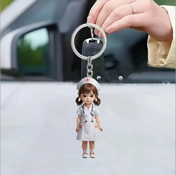 1pc Cute Nurse Keychain Pendant Acrylic Backpack Decoration Bedroom Thanks To Doctor's Gift Medical Student Daily Outfit 2026