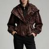 Womens Suede-Feel Stand Collar Jacket With Ruched Waist Casual Layered Look Outerwear Fall