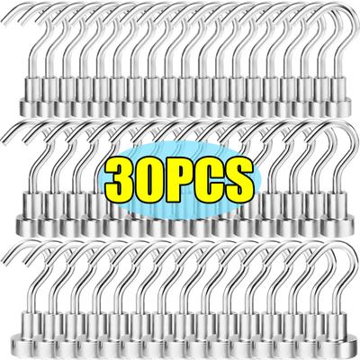30/1x Starke Magnetische Wandhaken Magnet Metall Schwerlast-Haken für Küche Badezimmer Aufbewahrung Schlüssel Mantel Tassen Hängeaufhänger