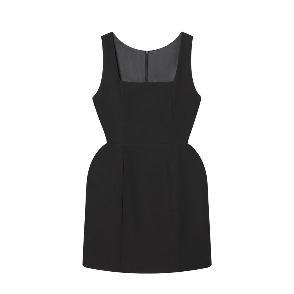 Slimming Sleeveless Vest Dress & Round Neck Shawl - Women's Formal Black Skirt Set