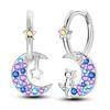 925 Sterling Silver Love Feather Moon Star Heart Earrings Fit Original Charms Hoop for Women Girls Stud Earring Jewelry Gifts