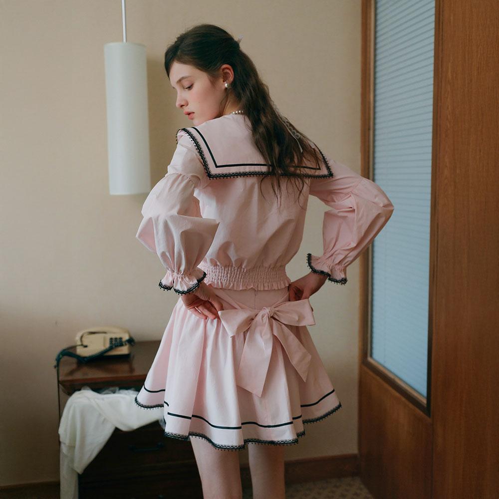 CEST MOIDEW Cest_Pink Ribbon Shirring Skirt