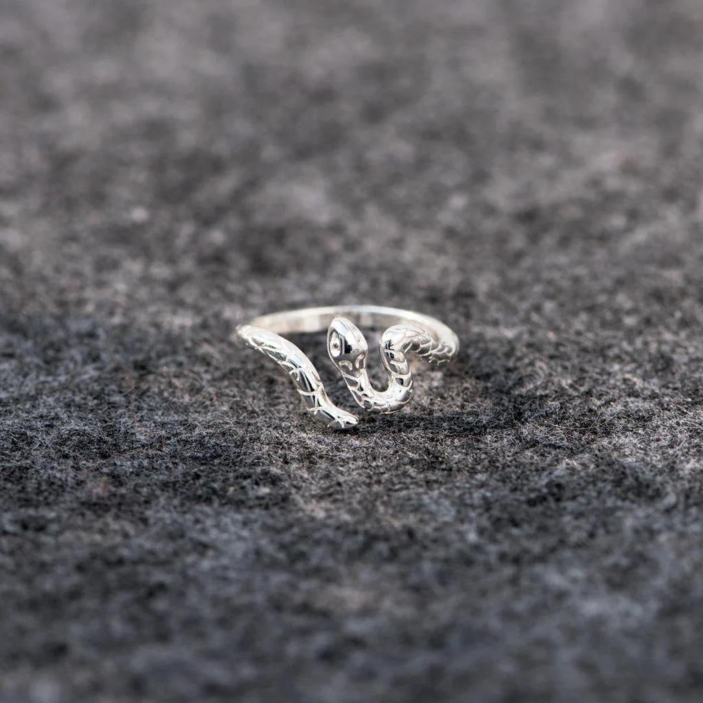 S925 Sterling Silver Snake Coil Ring, Women's Fashionable European American Style Index Finger Ring