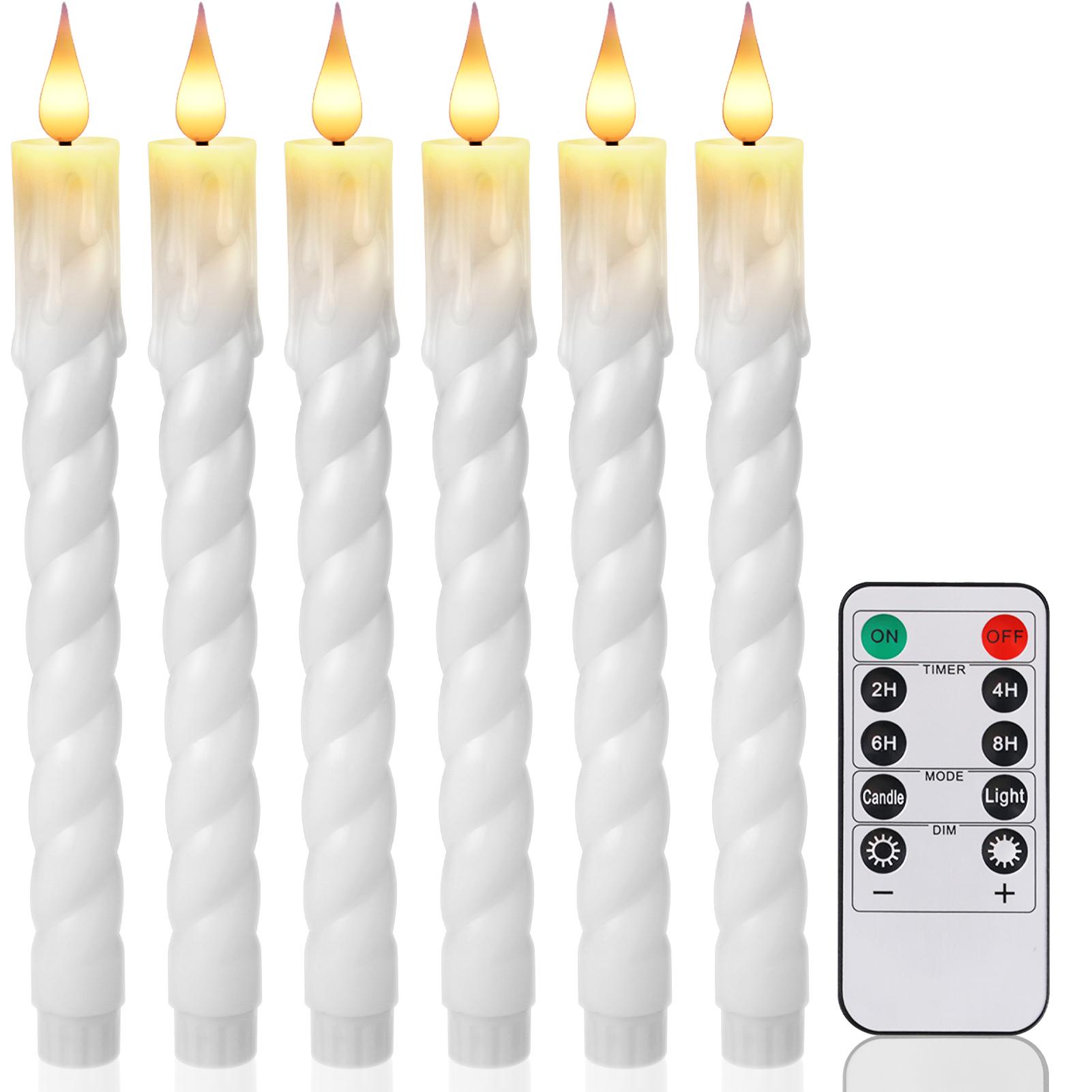 

LED Taper Candles with Remote Control Battery Operated Flickering Flameless Spiral Window Candle Sticks for Wedding Christmas 1 Set
