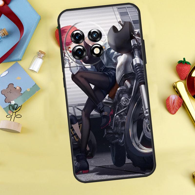 Motorcycle Girl Anime Case For OnePlus 13R 12R 13T 15 13 12 11 10 9 10R 10T 8T Nord 5 CE 4 2 3 Lite N20 N30 Cover