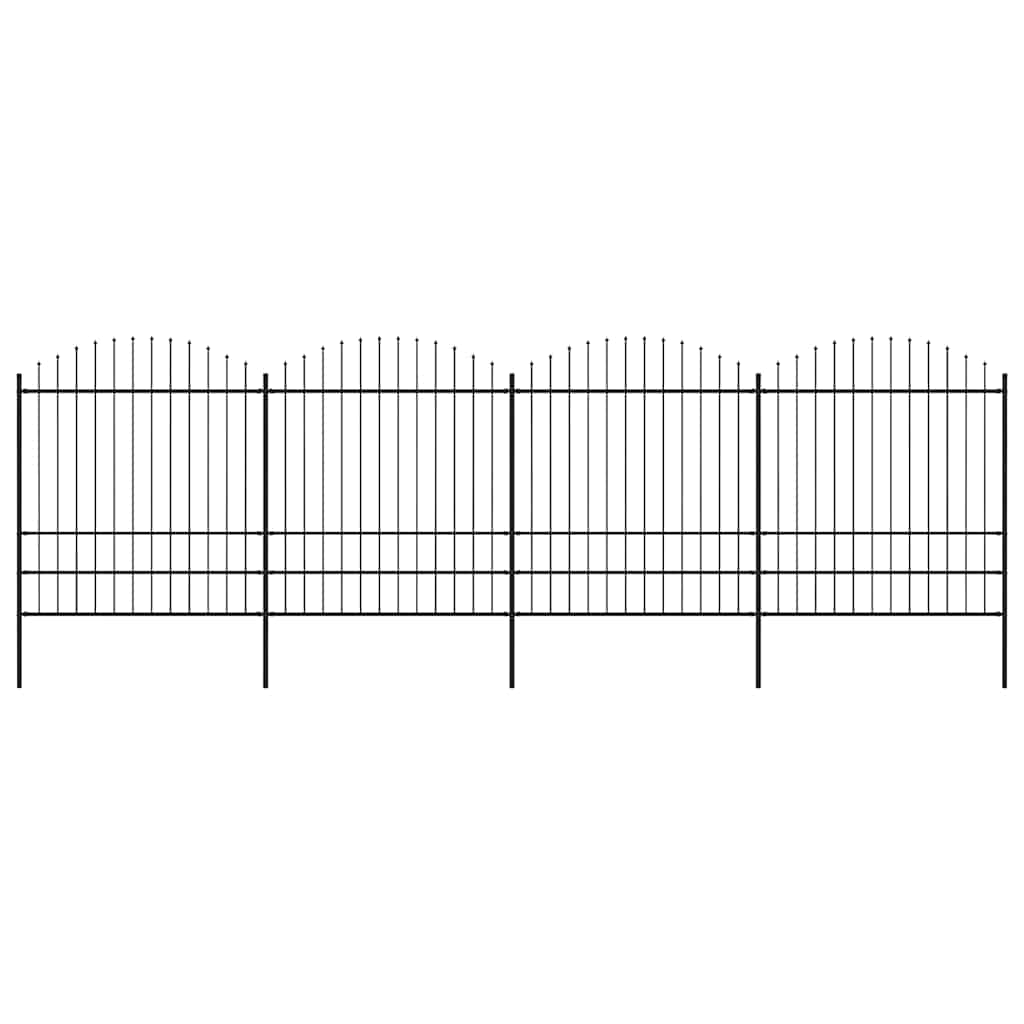 Spear Tip Steel Garden Fence 714.5 x 200 cm Black