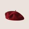 Beret Women's Fashion Retro Casual Wool Beret Artist Hat Wool Versatile Knitted Round Top Bud Hat Warm Hat