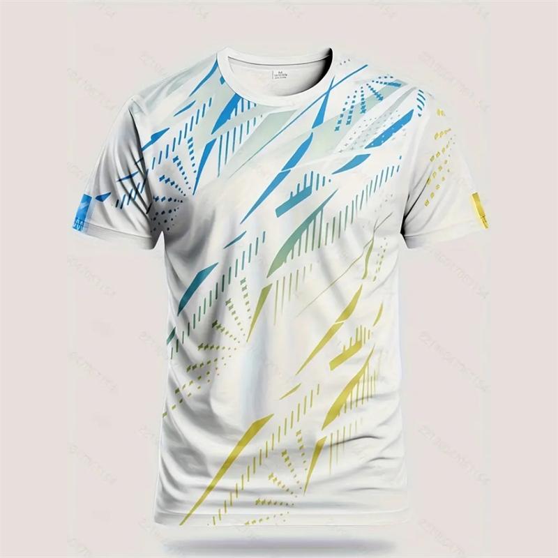 Simple Quick Dry Sports T Shirts For Men Summer Short Sleeve Fashion 3D Printed Gym T-shirts Loose Breathable Crew Neck Tops