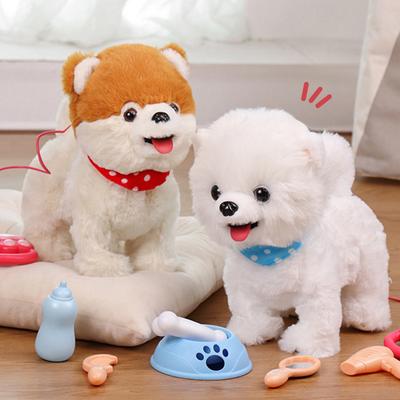 1 Set Elektronisches Plüsch-Hundespielzeug für Kinder mit Haustierpflegezubehör, Gehendes interaktives Welpen-Kaninchen-Katzen-Plüschtier, Kleinkinder, Jungen, Mädchen, pädagogisches Tier