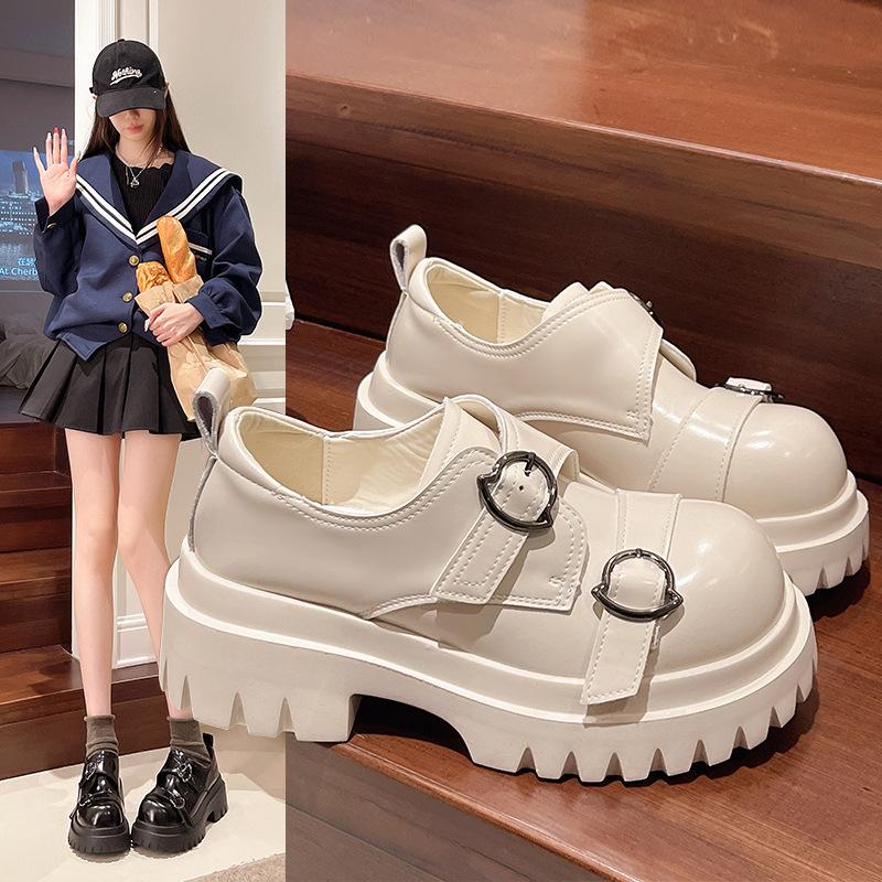Platform muffin small leather shoes women's 2025 new spring Japanese college JK single shoes loafers Mary Jane women