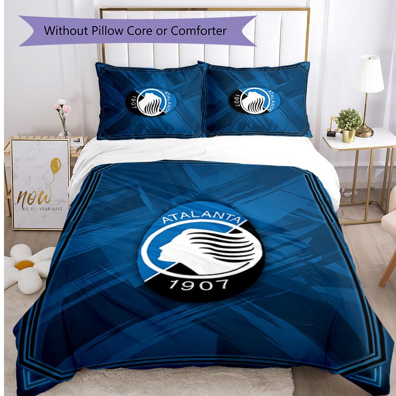 Set Biancheria da Letto Stampato 3 Pezzi Atalanta FC Traspirante Copripiumino con Federe Biancheria da Letto Decorativa per Camera da Letto Casa