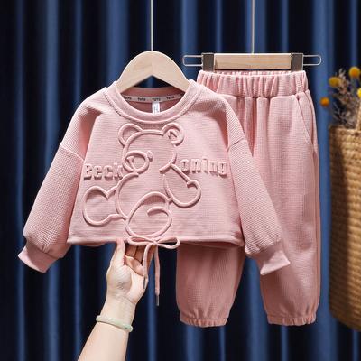 Autumn Children's Clothing for Girls, Daily Sports Suit, Long Sleeves and Cartoon Bear Sets, Baby Clothes, Children's Pants