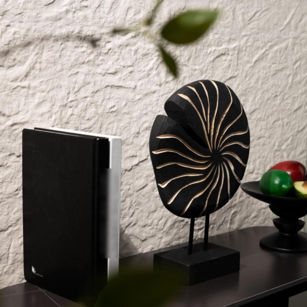 Sonnen Scheibe Skulptur Abstrakt Harz mit Sockel Retro Tischornament für Innenraumstylisten,