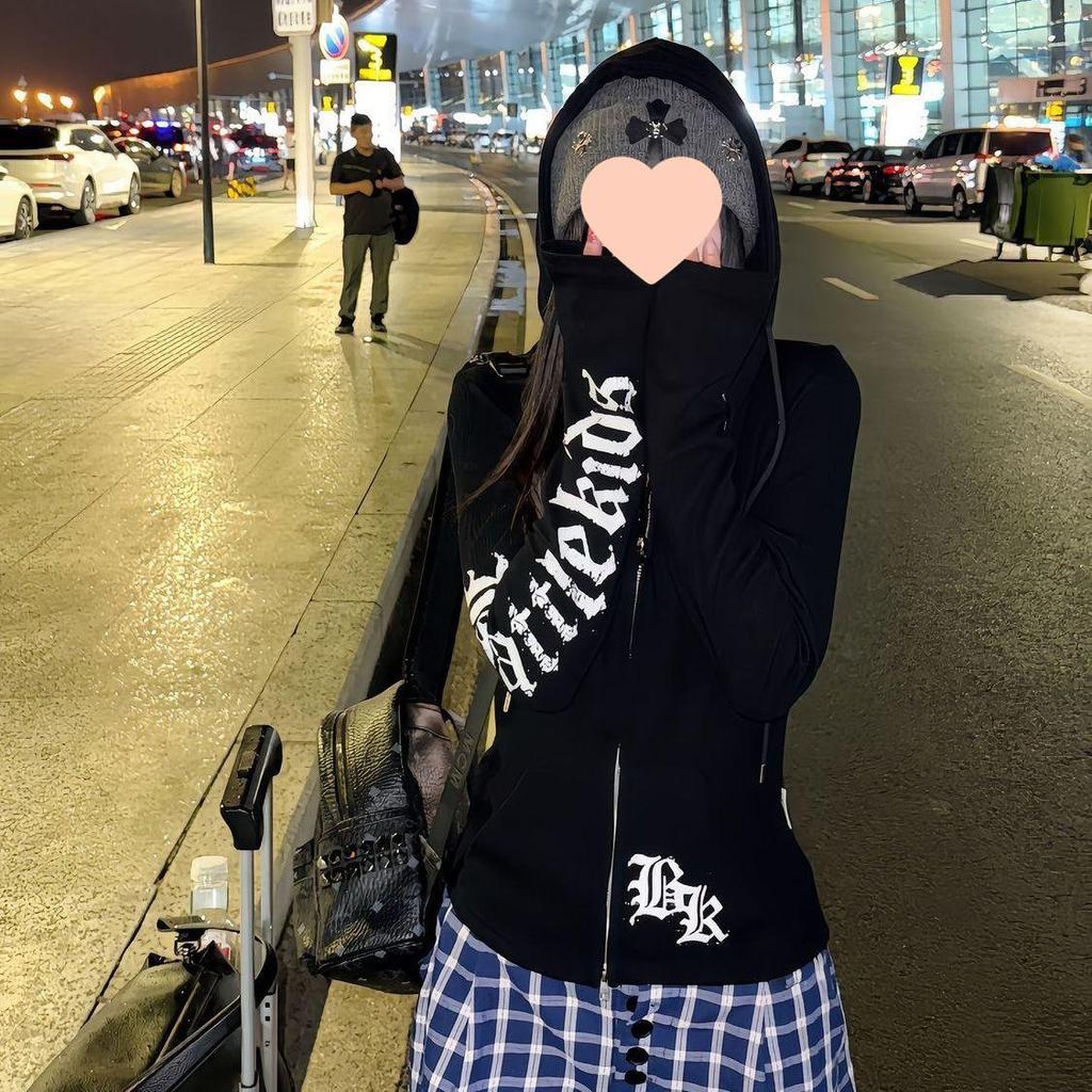 Women's Slim Fit Gothic Hoodie Jacket - Short Zip-Up, Versatile, Perfect for Spring & Autumn