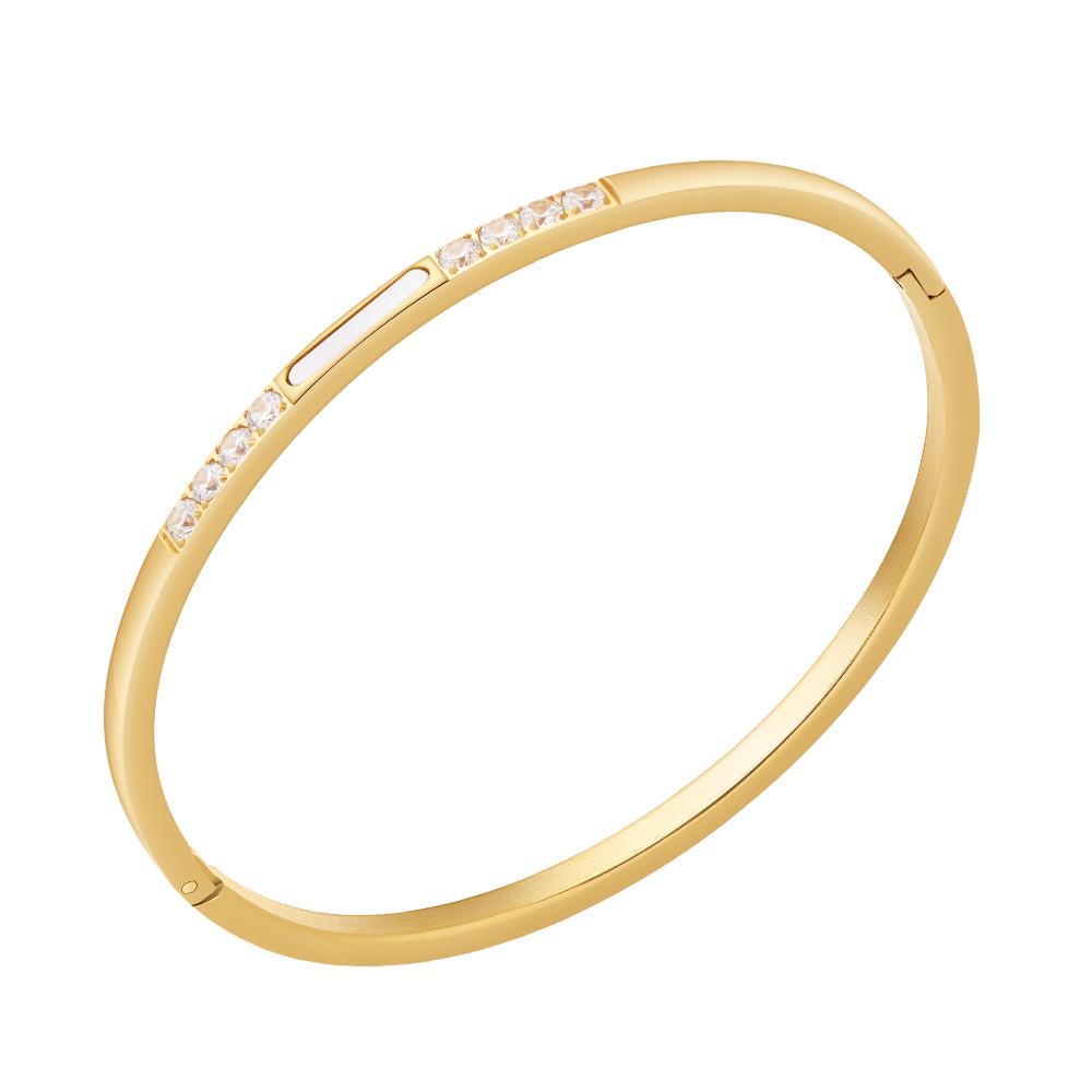 

Pulseras Cuff Bangle with Round Zircon for Women 18K Gold Plated Cuff Bracelet Elegant Jewelry Party Gift B2406 B4010