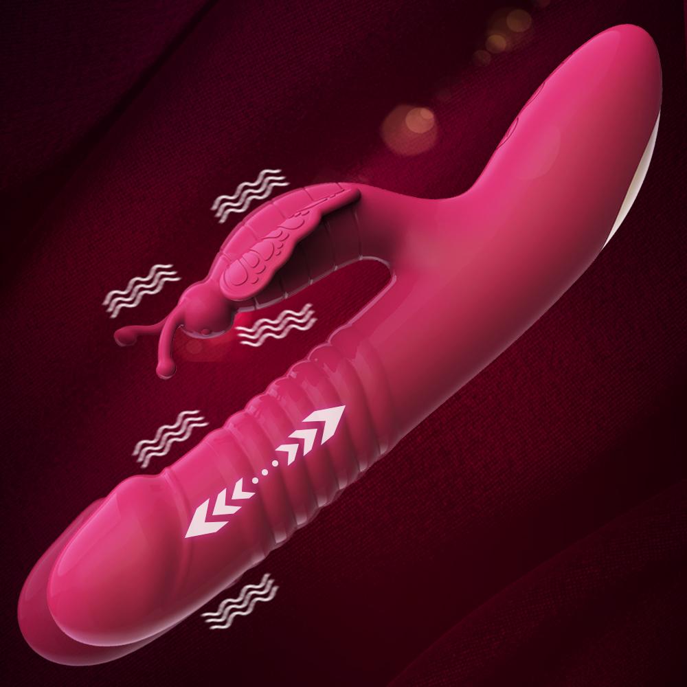 Wbijanie wibrator różdżka dla kobiet potężny z motylem stymulator łechtaczki teleskopowe wibratory w formie sztucznego członka dorosłych seks erotyczny zabawki