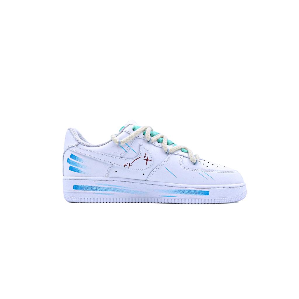 Nike Air Force 1 Slip Resistant Abrasion Resistant Low Top Skateboard Shoes Unisex White Blue CW2288-111(Team779-)